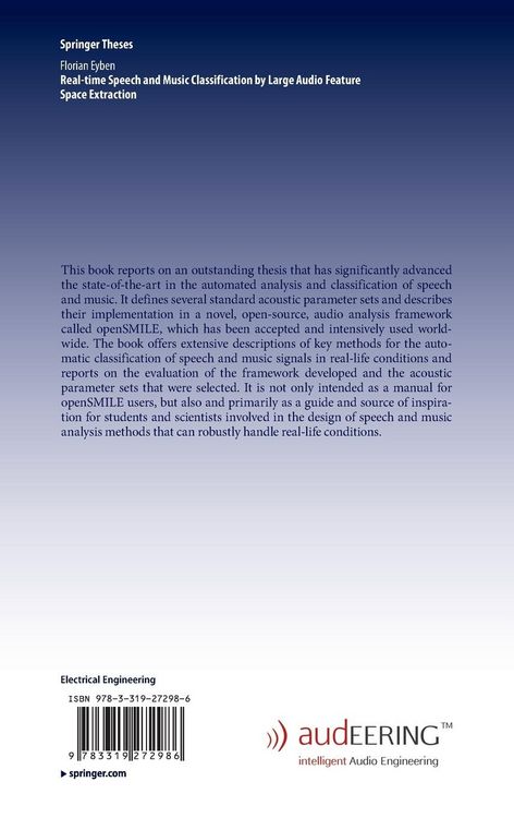 Produktbild: Real-time Speech and Music Classification by Large Audio Feature Space Extraction
