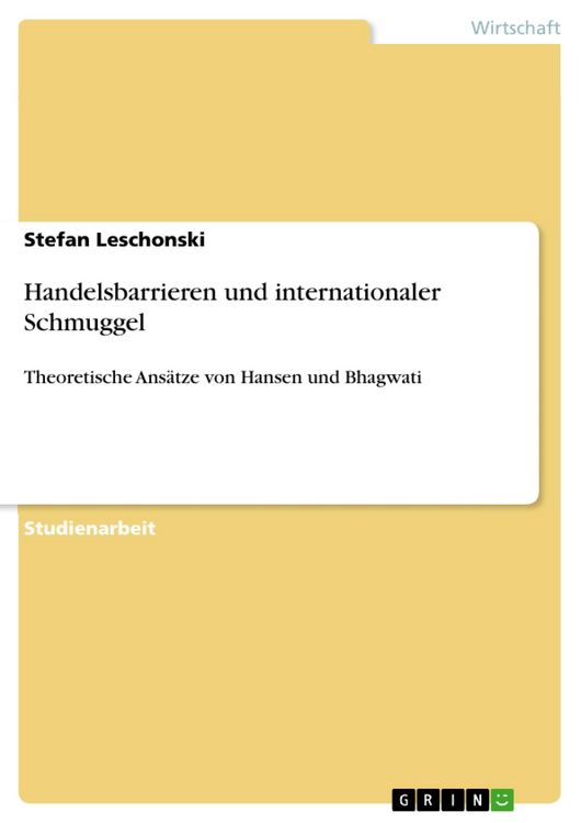Produktbild: Handelsbarrieren und internationaler Schmuggel