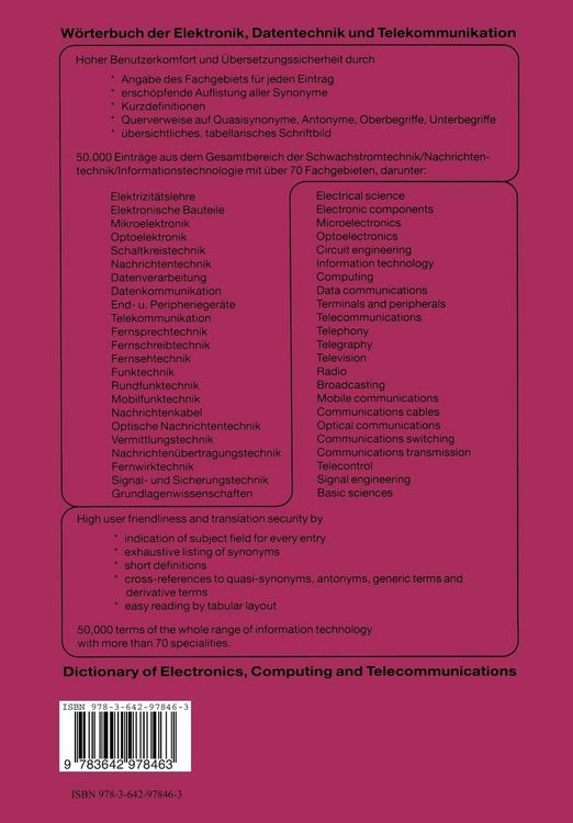 Produktbild: W&ouml;rterbuch der Elektronik, Datentechnik und Telekommunikation / Dictionary of Electronics, Computing and Telecommunications