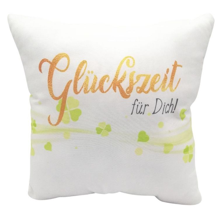 Produktbild: Kissen 25 x 25 cm mit Tasche, Gl&uuml;ck ist Zeit