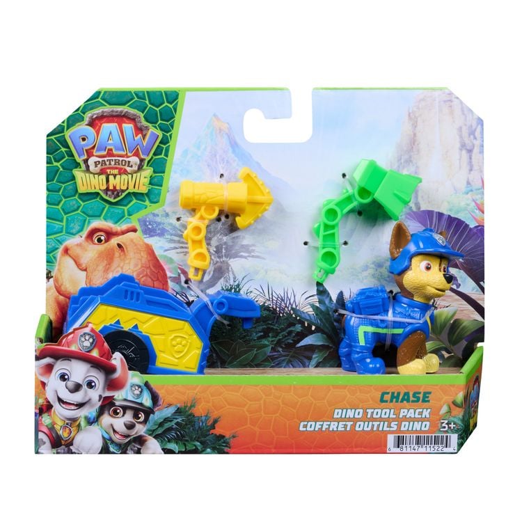 Produktbild: PAW Patrol: Der Dino Film, Chase' Dino Werkzeug-Pack, Chase-Figur mit Anh&auml;nger und Werkzeugen