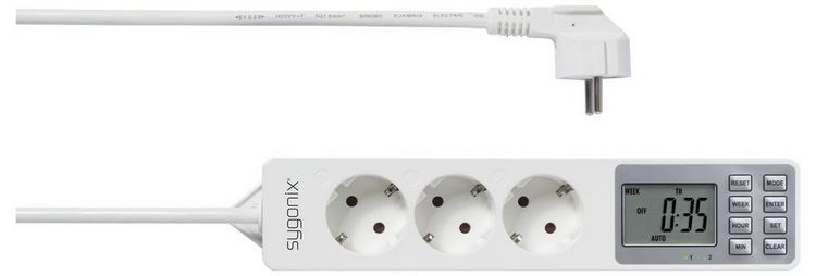 Produktbild: Sygonix SY-4675078 Steckdosenleiste mit Schaltuhr 3fach Wei&szlig; Schutzkontakt 1St.