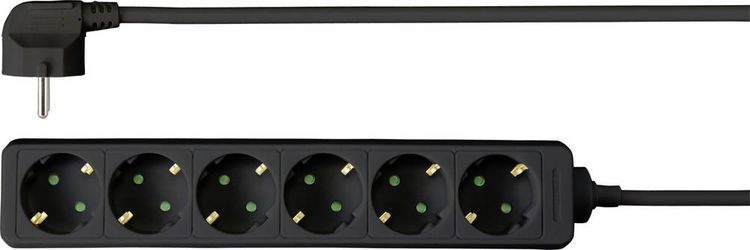 Produktbild: Sygonix SY-4890996 Steckdosenleiste 6fach Schwarz Schutzkontakt 1St.