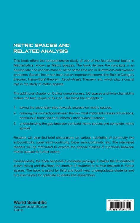 Produktbild: Metric Spaces and Related Analysis