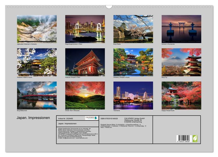 Produktbild: Japan. Impressionen (Wandkalender 2026 DIN A2 quer), CALVENDO Monatskalender