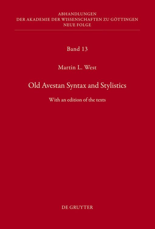Produktbild: Old Avestan Syntax and Stylistics