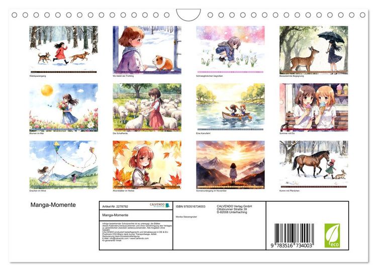 Produktbild: Manga-Momente (Wandkalender 2026 DIN A4 quer), CALVENDO Monatskalender