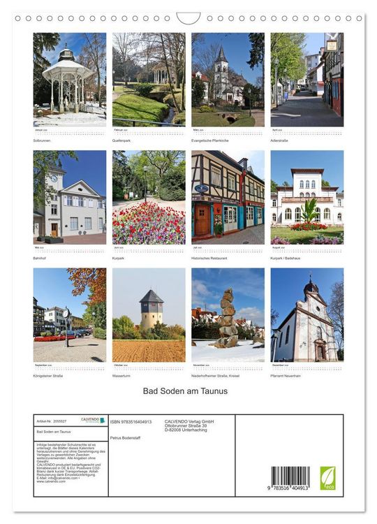 Produktbild: Bad Soden am Taunus (Wandkalender 2026 DIN A3 hoch), CALVENDO Monatskalender