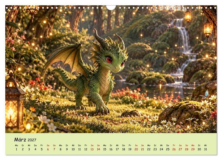Produktbild: Kleine Fantasiedrachen und ihre Abenteuer (Wandkalender 2027 DIN A3 quer), CALVENDO Monatskalender