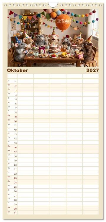 Produktbild: Familienplaner 2027 - Zauberhafte Welt der Rattlis mit 5 Spalten (Wandkalender, 21 x 45 cm) CALVENDO