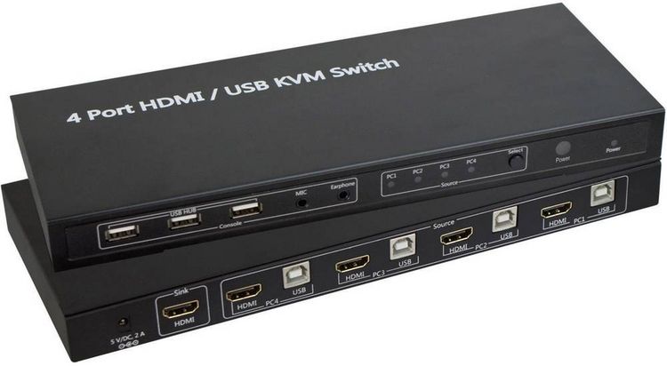 Produktbild: SpeaKa Professional 4 Port KVM-Umschalter HDMI USB 1920 x 1080 Pixel, 3840 x 2160 Pixel