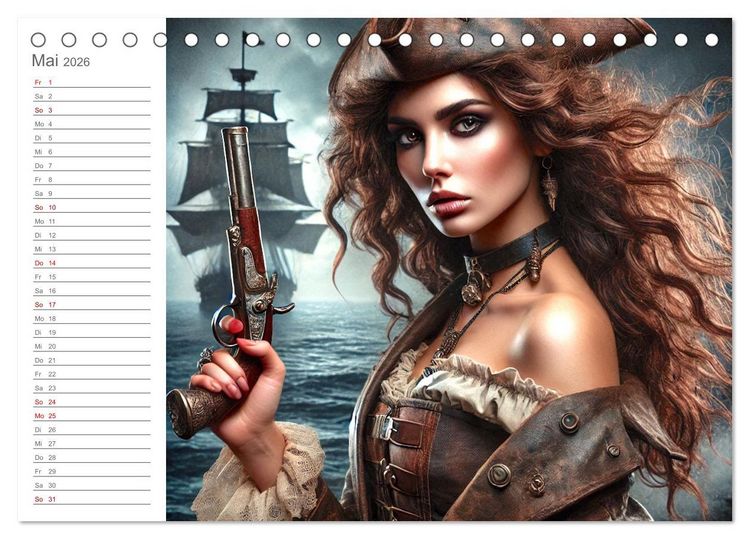 Produktbild: KI Piraten - Abenteuer der Seer&auml;uber auf hoher See (Tischkalender 2026 DIN A5 quer), CALVENDO Monatskalender