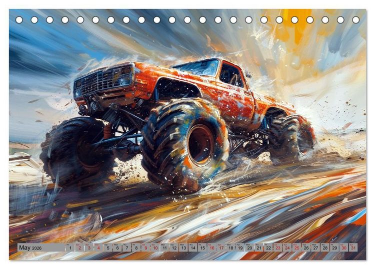 Produktbild: Monstertruck Madness (Desk Calendar 2026 DIN A5 landscape), CALVENDO 12 Month DeskCalendar