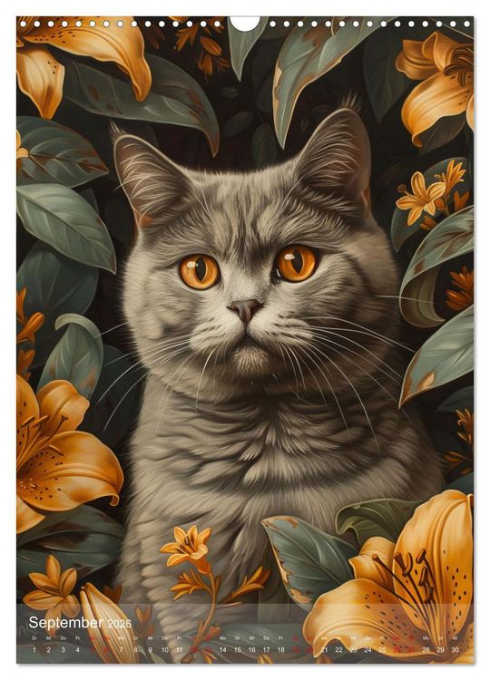 Produktbild: Katzen Kunstillustrationen (Wandkalender 2026 DIN A3 hoch), CALVENDO Monatskalender