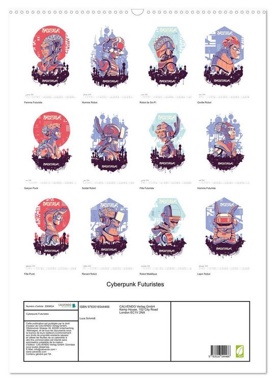 Produktbild: Cyberpunk Futuristes (Calendrier mural 2026 DIN A2 horizontal), CALVENDO calendrier mensuel