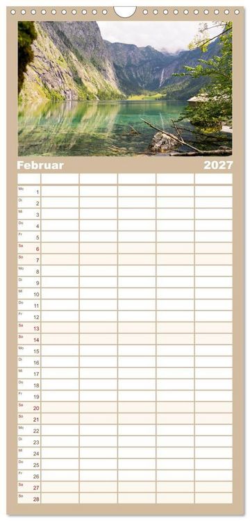 Produktbild: Familienplaner 2027 - Wanderparadies Bayerische Alpen mit 5 Spalten (Wandkalender, 21 x 45 cm) CALVENDO