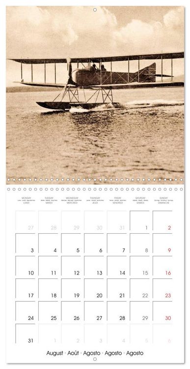 Produktbild: Avions biplans sur cartes postales anciennes (Calendrier mural carr&eacute; 2026 30x30 cm) Calendrier double avec une page pour vos prises de notes