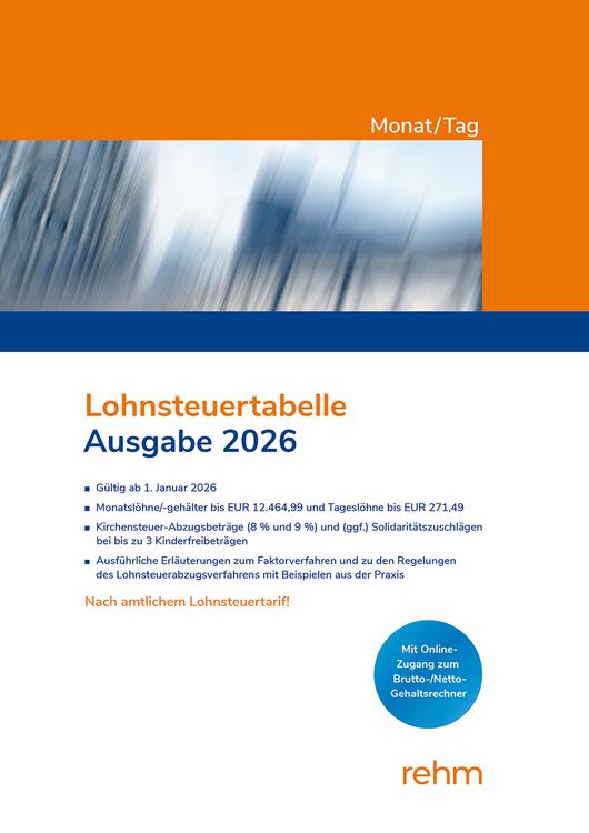 Produktbild: Lohnsteuertabelle Monat/Tag 2026