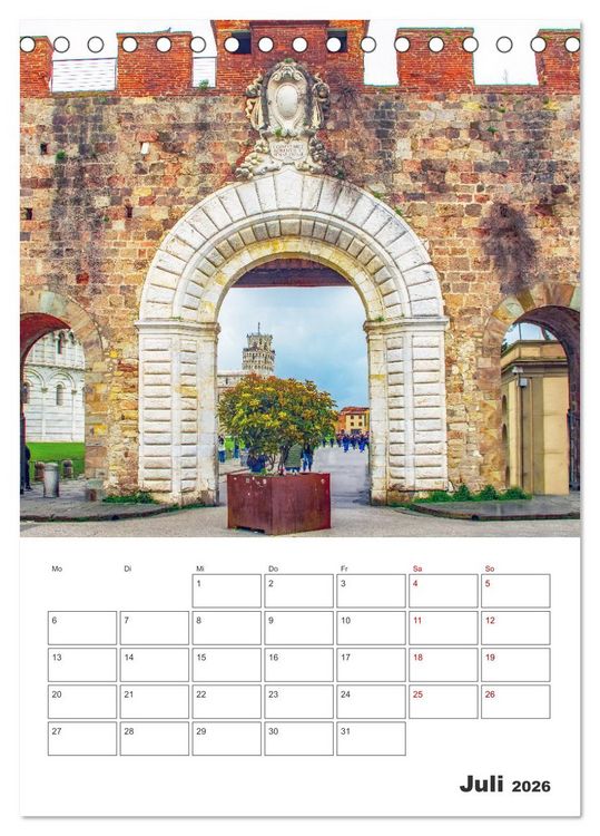 Produktbild: Pisa - Reiseplaner (Tischkalender 2026 DIN A5 hoch), CALVENDO Monatskalender