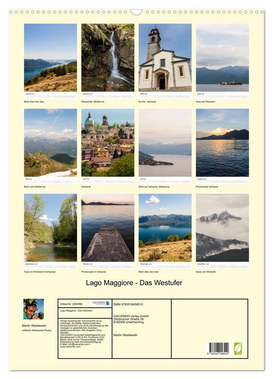 Produktbild: Lago Maggiore - Das Westufer (Wandkalender 2026 DIN A2 hoch), CALVENDO Monatskalender