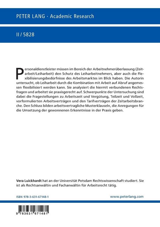 Produktbild: Arbeit auf Abruf im Leiharbeitsverhaeltnis