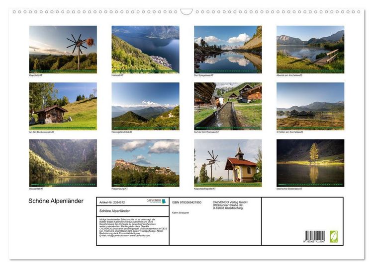 Produktbild: Sch&ouml;ne Alpenl&auml;nder (Wandkalender 2027 DIN A2 quer), CALVENDO Monatskalender