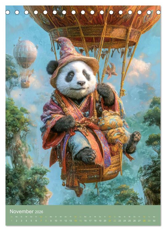 Produktbild: Pandas - Tatenfreudige B&auml;ren (Tischkalender 2026 DIN A5 hoch), CALVENDO Monatskalender