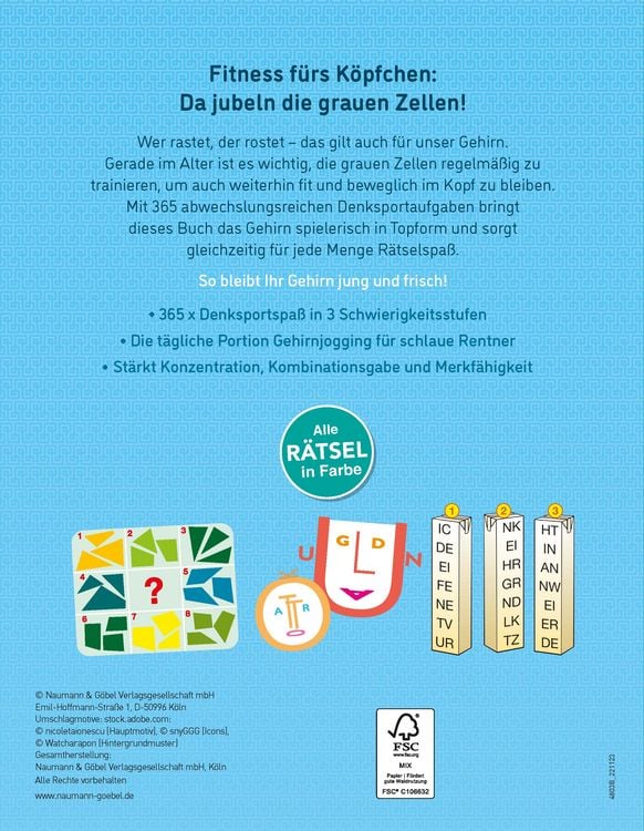 Produktbild: 365 x Ged&auml;chtnistraining f&uuml;r schlaue Rentner