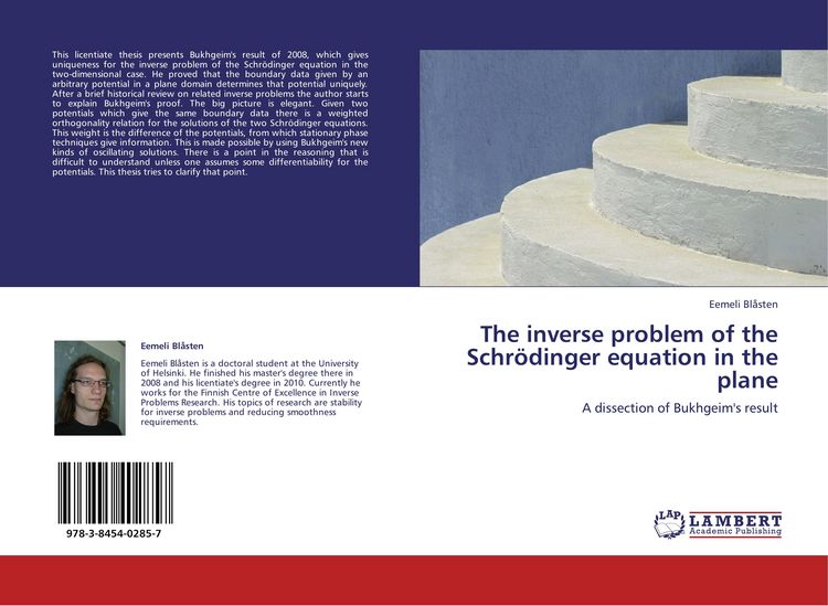 Produktbild: The inverse problem of the Schr&ouml;dinger equation in the plane
