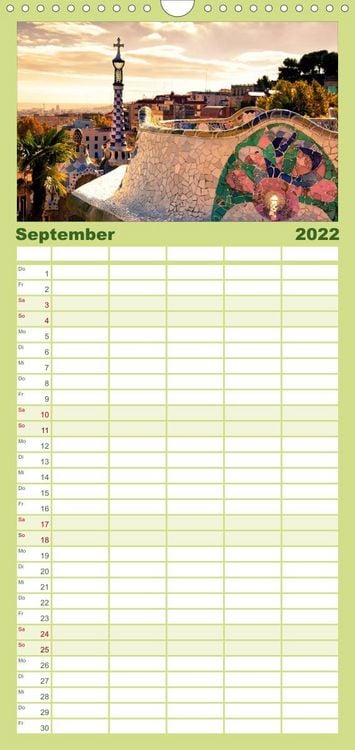 Produktbild: Familienplaner Barcelona - Stadtansichten (Wandkalender 2022 , 21 cm x 45 cm, hoch)