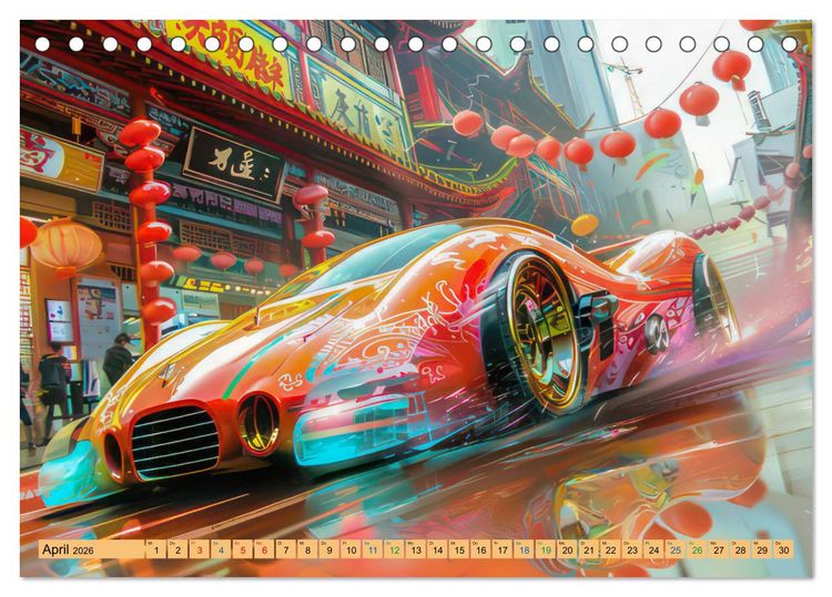 Produktbild: Futuristische Boliden - Asiatisch inspiriert (Tischkalender 2026 DIN A5 quer), CALVENDO Monatskalender