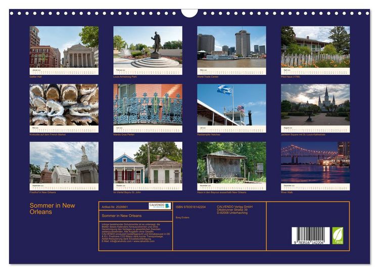 Produktbild: Sommer in New Orleans (Wandkalender 2026 DIN A3 quer), CALVENDO Monatskalender