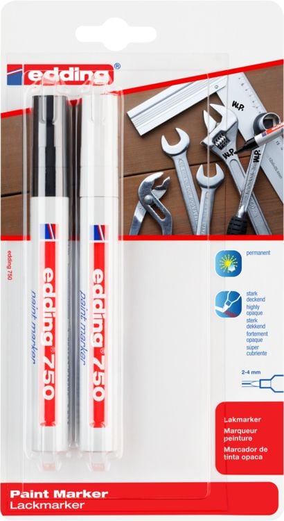 Produktbild: Edding 750 Paint Marker 4-750-2-3999 Lackmarker Schwarz, Wei&szlig; 2 mm, 4mm