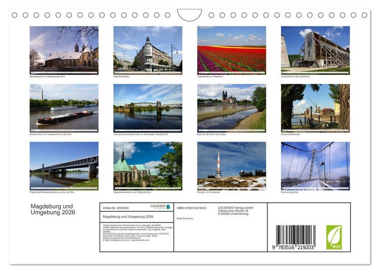 Produktbild: Magdeburg und Umgebung 2026 (Wandkalender 2026 DIN A4 quer), CALVENDO Monatskalender