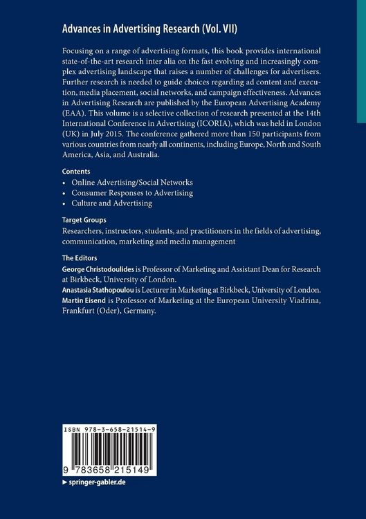 Produktbild: Advances in Advertising Research (Vol. VII)
