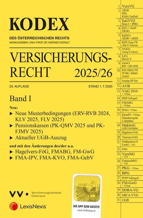 Produktbild: KODEX Versicherungsrecht Band I 2025/26 - inkl. App
