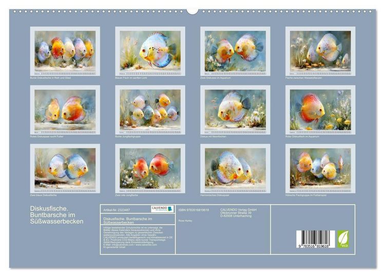 Produktbild: Diskusfische. Buntbarsche im S&uuml;&szlig;wasserbecken (hochwertiger Premium Wandkalender 2027 DIN A2 quer), Kunstdruck in Hochglanz