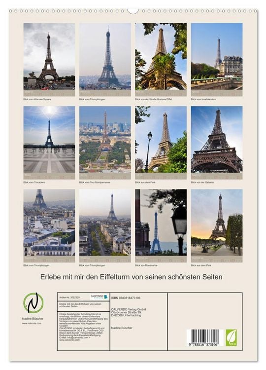 Produktbild: Erlebe mit mir den Eiffelturm von seinen sch&ouml;nsten Seiten (hochwertiger Premium Wandkalender 2026 DIN A2 hoch), Kunstdruck in Hochglanz
