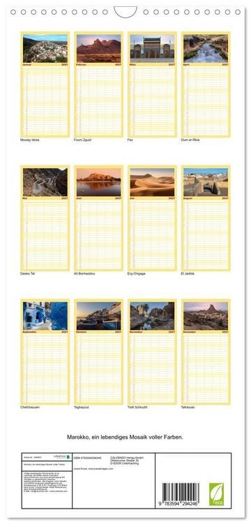 Produktbild: Familienplaner 2027 - Marokko, ein lebendiges Mosaik voller Farben. mit 5 Spalten (Wandkalender, 21 x 45 cm) CALVENDO