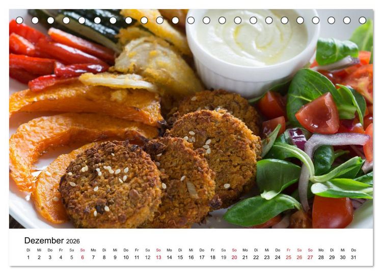 Produktbild: Vegane Gerichte. Abwechslungsreich, kreativ und k&ouml;stlich (Tischkalender 2026 DIN A5 quer), CALVENDO Monatskalender