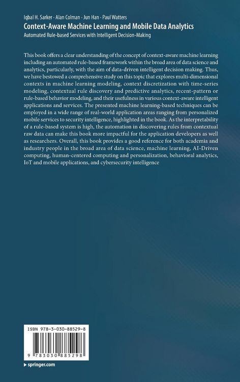 Produktbild: Context-Aware Machine Learning and Mobile Data Analytics