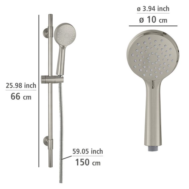 Produktbild: Brauseset Mod. Young Edelstahl geb&uuml;rstet, L&auml;nge Stange: 66 cm