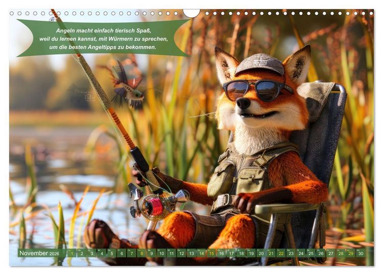 Produktbild: Der tierisch lustige Angler-Kalender (Wandkalender 2026 DIN A3 quer), CALVENDO Monatskalender