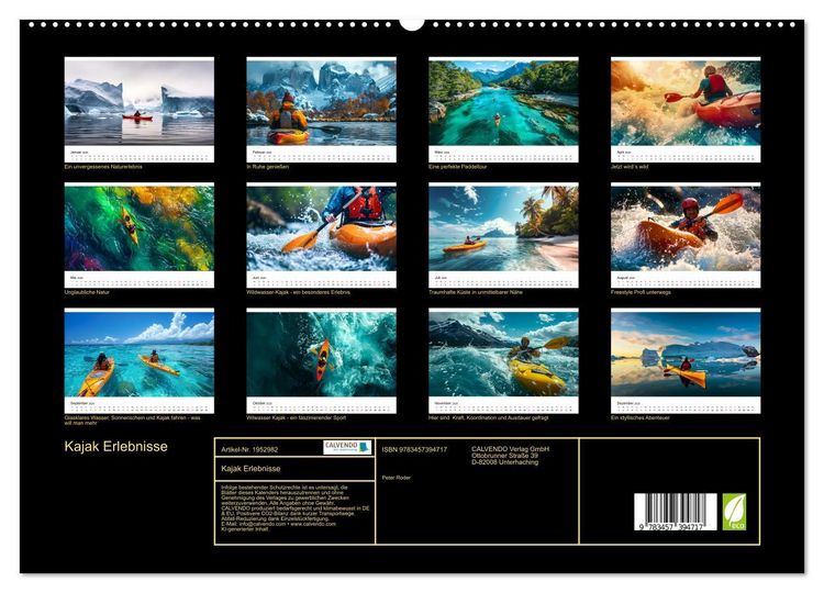 Produktbild: Kajak Erlebnisse (hochwertiger Premium Wandkalender 2026 DIN A2 quer), Kunstdruck in Hochglanz