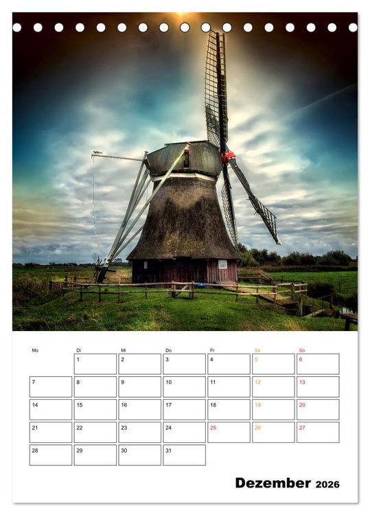Produktbild: Historische Windm&uuml;hlen an der Friesischen M&uuml;hlenstra&szlig;e / CH-Version / Planer (Tischkalender 2026 DIN A5 hoch), CALVENDO Monatskalender