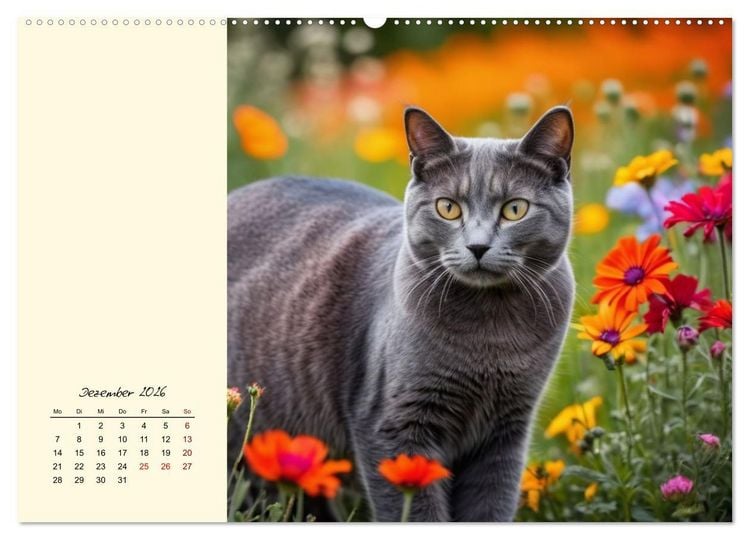 Produktbild: Samtpfoten im Bl&uuml;tenmeer (Wandkalender 2026 DIN A2 quer), CALVENDO Monatskalender