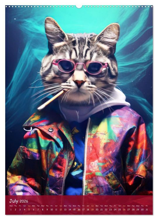 Produktbild: Crazy gangster cats (Wall Calendar 2026 DIN A2 portrait), CALVENDO 12 Month Wall Calendar