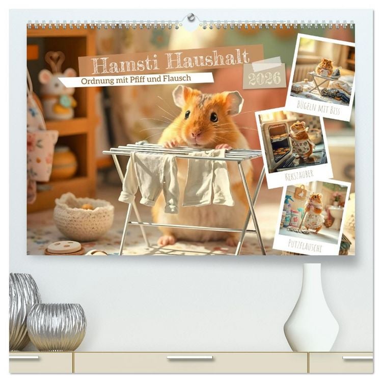 Produktbild: Hamsti Haushalt - Ordnung mit Pfiff und Flausch (hochwertiger Premium Wandkalender 2026 DIN A2 quer), Kunstdruck in Hochglanz