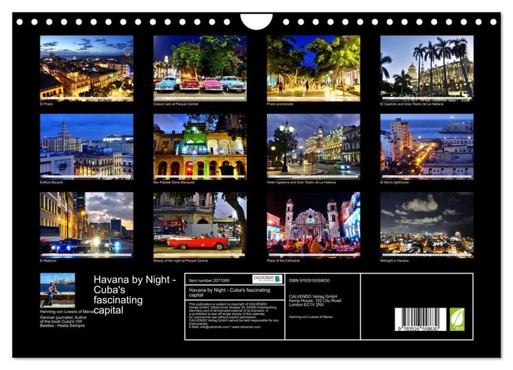 Produktbild: Havana by Night - Cuba's fascinating capital (Wall Calendar 2026 DIN A4 landscape), CALVENDO 12 Month Wall Calendar