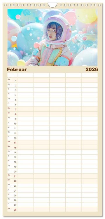 Produktbild: Familienplaner 2026 - Figuren in einer bunten Welt - Im Anime-Stil mit 5 Spalten (Wandkalender, 21 x 45 cm) CALVENDO